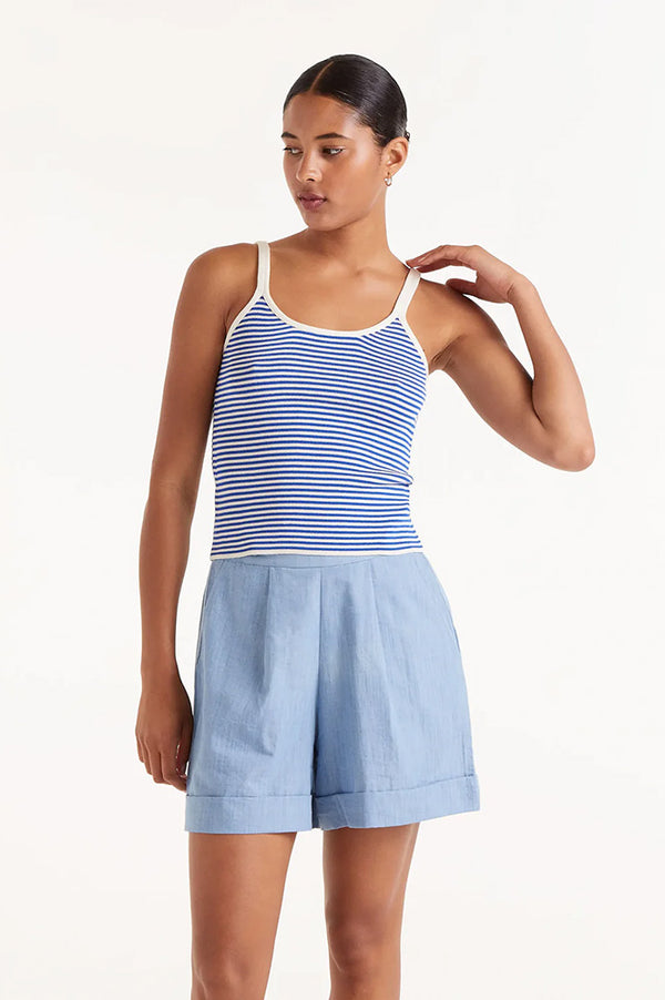 Compania Fantastica Blue and White Strappy Vest Top - The Mercantile London