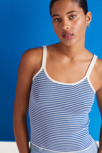 Compania Fantastica Blue and White Strappy Vest Top - The Mercantile London