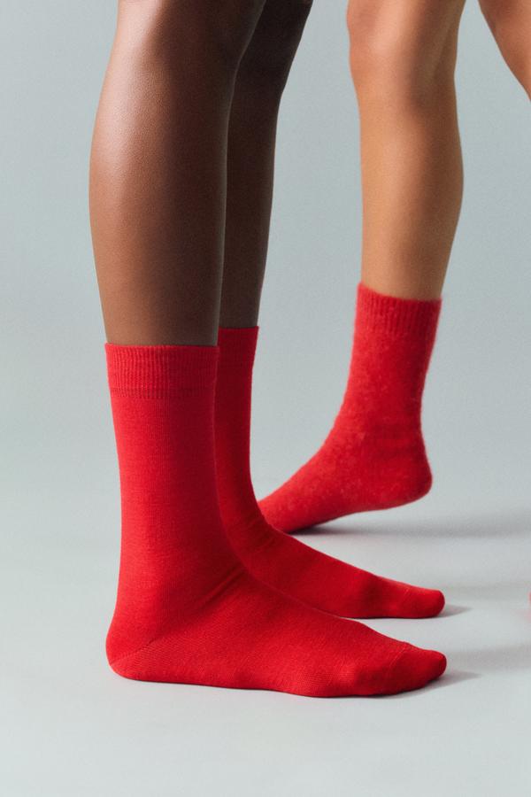 Pairs Postbox Red Merino Socks - The Mercantile London