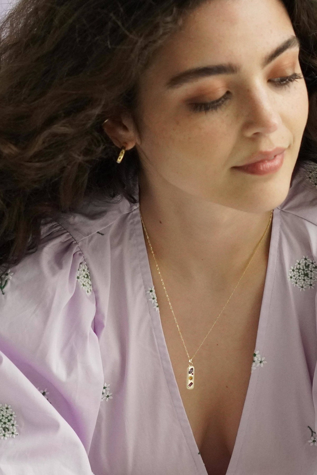 JJ Kaleidoscope Gemstone Tag Pendant Necklace - The Mercantile London