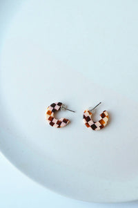 Custom Made Honey Checker Super Mini Hoop Earrings - The Mercantile London
