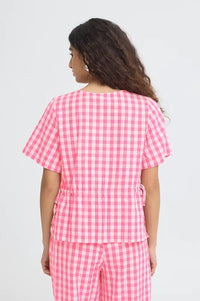 ICHI Felica Pink Berry Blouse - The Mercantile London
