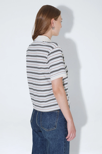 Dr Denim Jade Polo Ecru Stripe - The Mercantile London