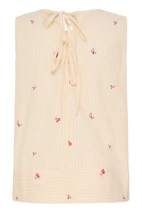Fransa Bernie Yellow White Stripe Floral Top - The Mercantile London