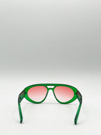 AFA Collective Chunky Aviator Bright Green Sunglasses