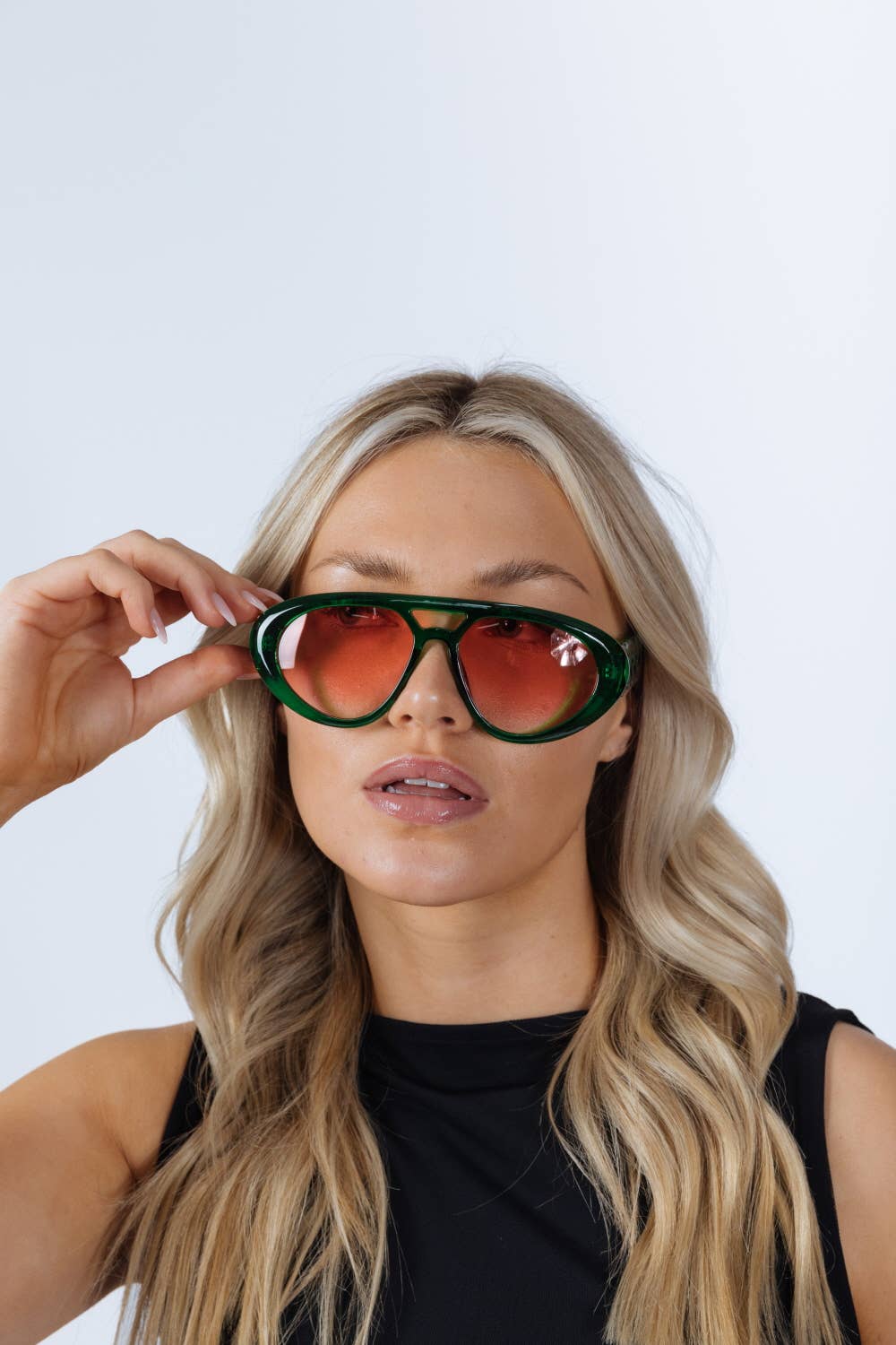 AFA Collective Chunky Aviator Bright Green Sunglasses