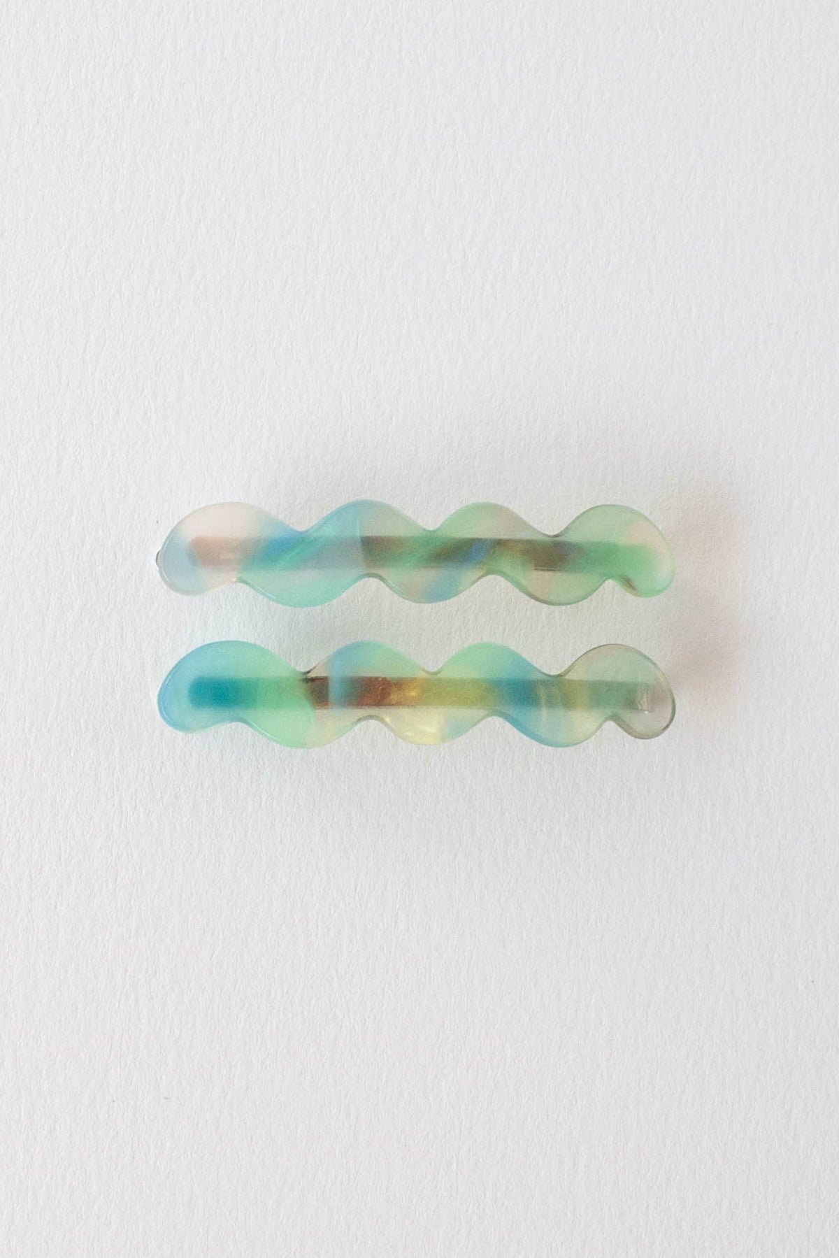 Eco Cloud Wave Slide Hair Pin Set: Green Aura - The Mercantile London