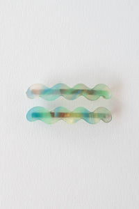 Eco Cloud Wave Slide Hair Pin Set: Green Aura - The Mercantile London