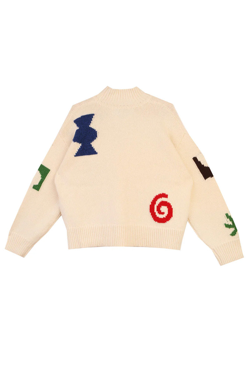 L.F. Markey Miro Intarsia Ecru Knitted Jumper