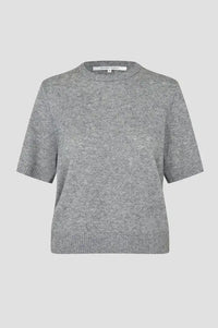 Second Female Amala Grey Pointelle Short Sleeve Knit Top