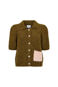 Numph Salia Fir Green Short Sleeve Cardigan