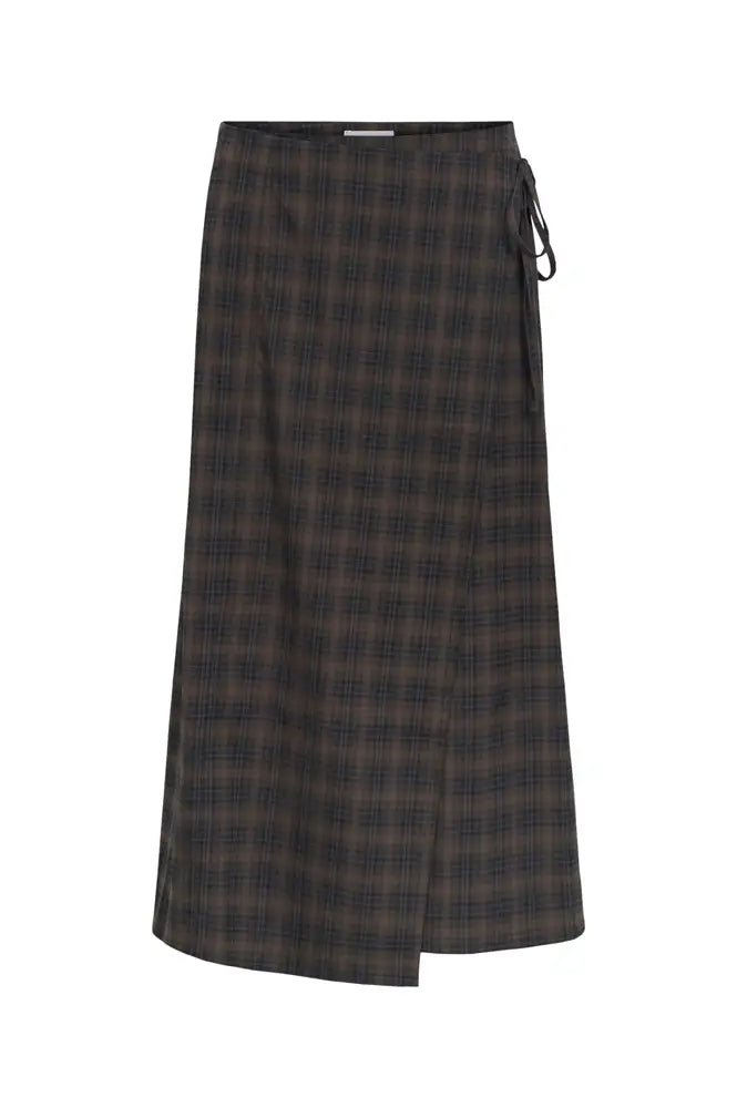 Object Soley Reese Carafe Check Midi Wrap Skirt