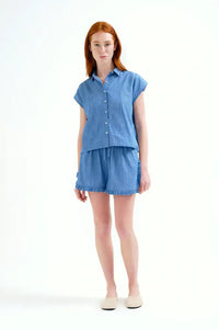Compania Fantastica Light Blue Chambray Shorts
