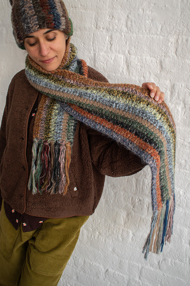 Dawn x Dare Dark Stripe Knitted Scarf - The Mercantile London