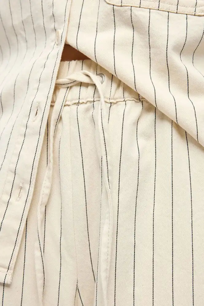 Object Cally Birch Pinstripe Cropped Denim Trousers - The Mercantile London