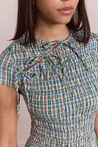 Damson Madder Ebba Picnic Check Midi Dress - The Mercantile London