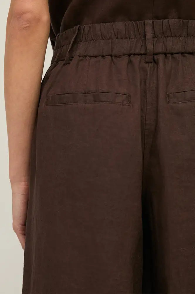 Yerse Chocolate Linen Shorts - The Mercantile London