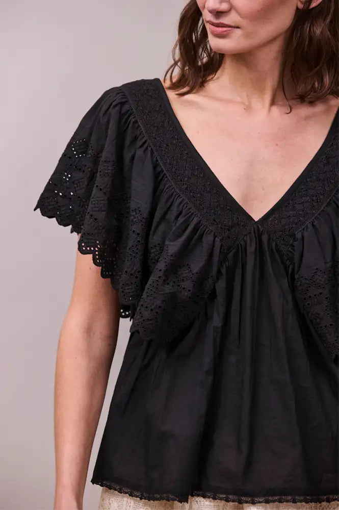 Faune Camelia Black Top - The Mercantile London