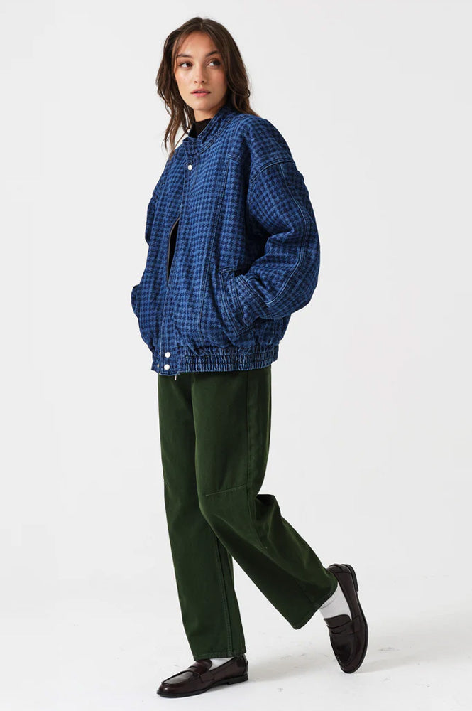 Seventy + Mochi Juno Houndstooth Denim Bomber Jacket - The Mercantile London