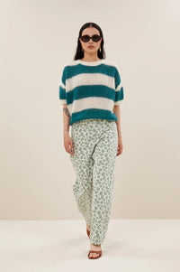 By-Bar Lew Green Cheetah Print Trousers