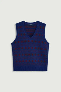 Soeur Ileana Blue And Purple Jacquard Vest