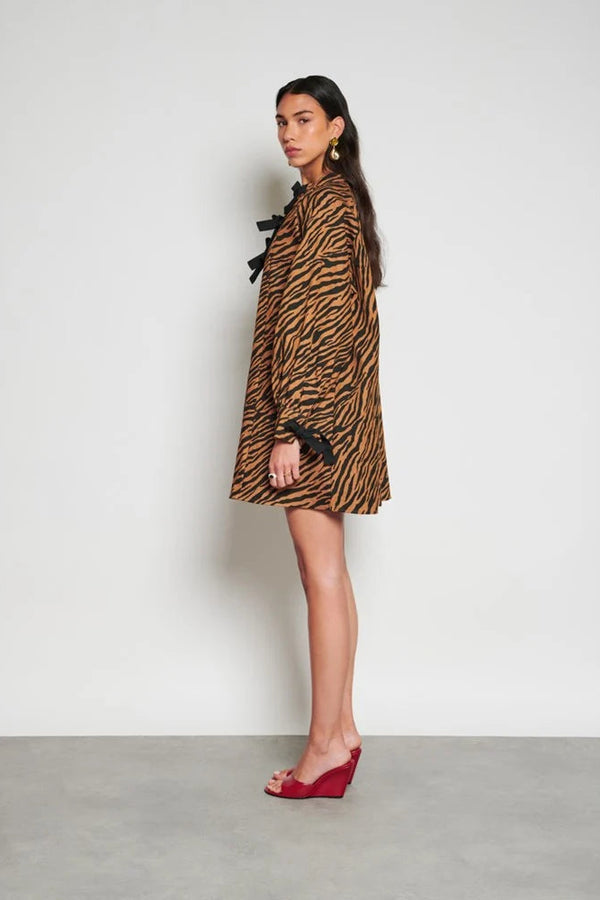 Ghospell Suzu Zebra Tan Mini Dress