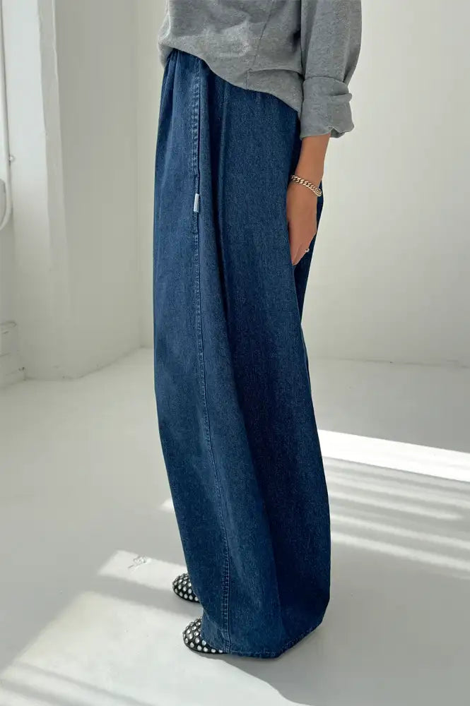 Le Bon Shoppe Denim Blue Parachute Pants - The Mercantile London