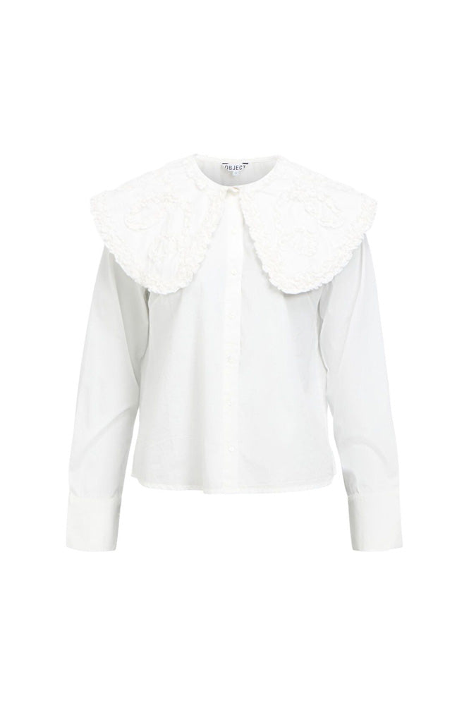 Object Enesa Cloud Dancer Shirt With Oversized Collar - The Mercantile London