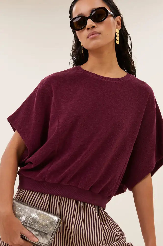 By-Bar Nuki Burgundy Slub Top