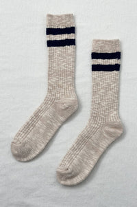 Le Bon Shoppe Varsity Oatmeal Cottage Socks - The Mercantile London
