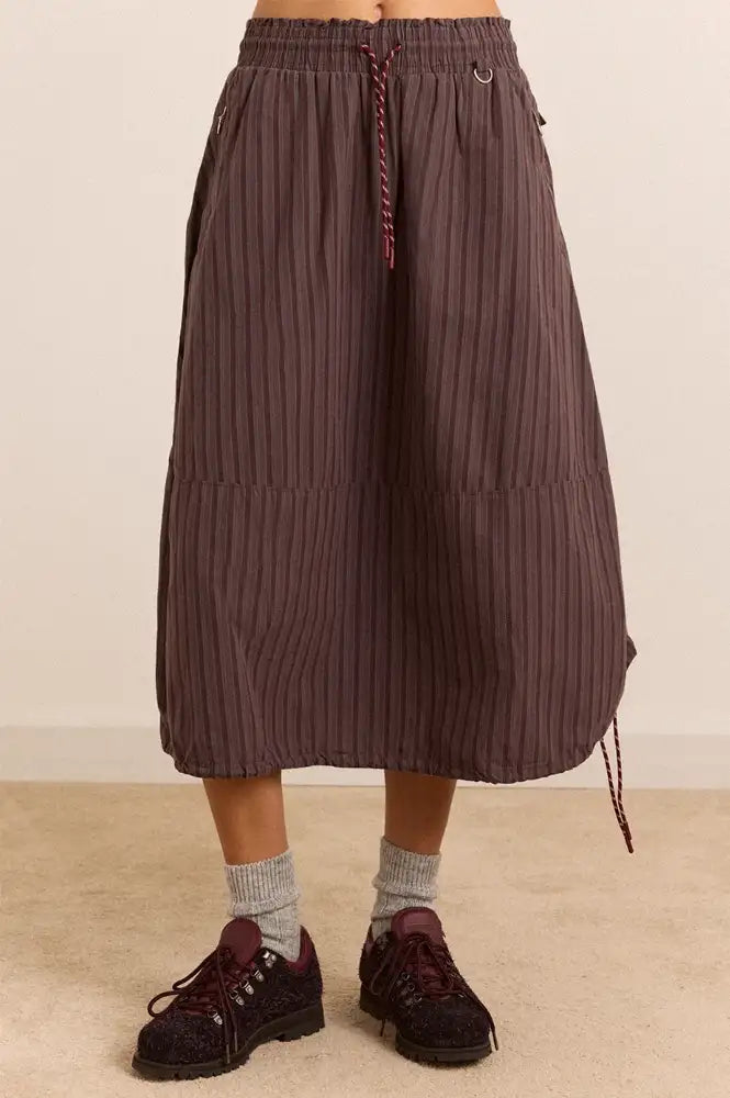 Damson Madder Lainey Merlot Stripe Midi Skirt
