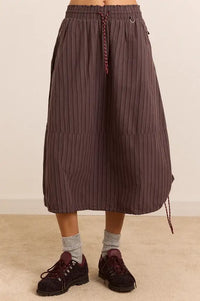 Damson Madder Lainey Merlot Stripe Midi Skirt