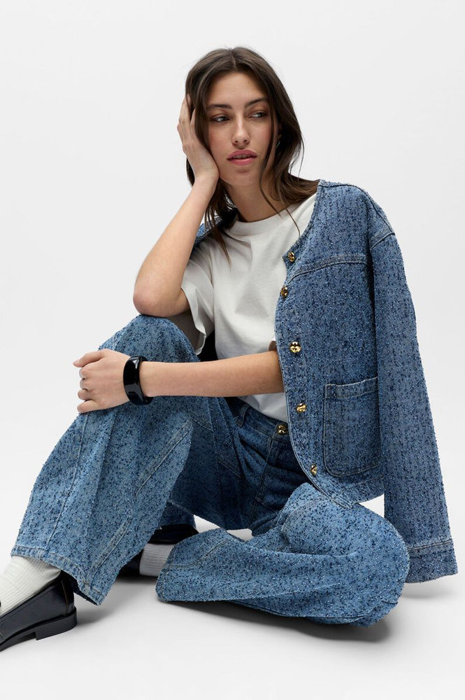 Object Frida Textured Barrel Leg Jeans - The Mercantile London