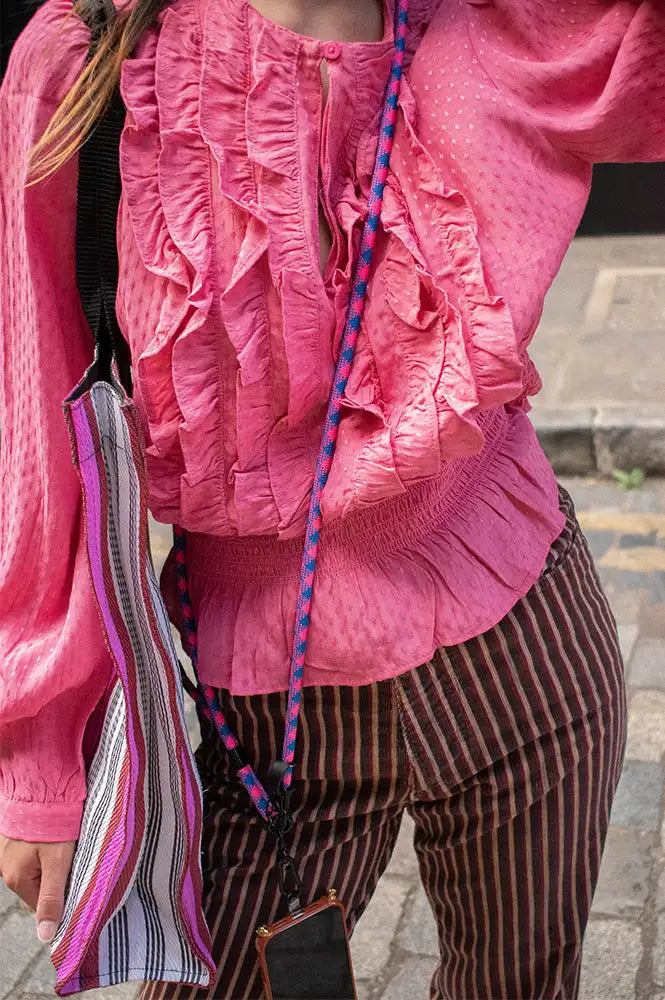Talk And Tell Blue & Pink Crossbody Adjustable Phone Strap