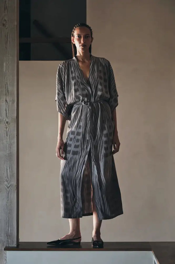 Rabens Saloner Alesandra Asphalt Ombre Ikat Kimono Dress - The Mercantile London