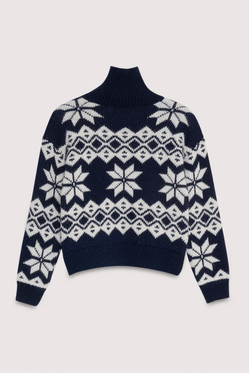 The New Society Neriana Navy Jacquard Jumper - The Mercantile London