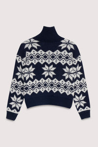 The New Society Neriana Navy Jacquard Jumper - The Mercantile London