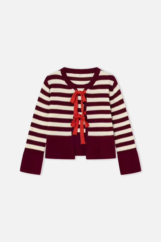 Dr Bloom Red Wine Stripe Cardigan - The Mercantile London