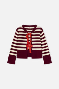 Dr Bloom Red Wine Stripe Cardigan - The Mercantile London