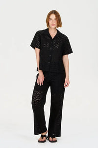 Komodo Luna Embroidered Black Cotton Shirt - The Mercantile London