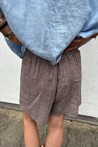 Linen & More Brown Stripe Shorts