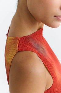 Thinking Mu Dora Red Flowers Pleated Top - The Mercantile London