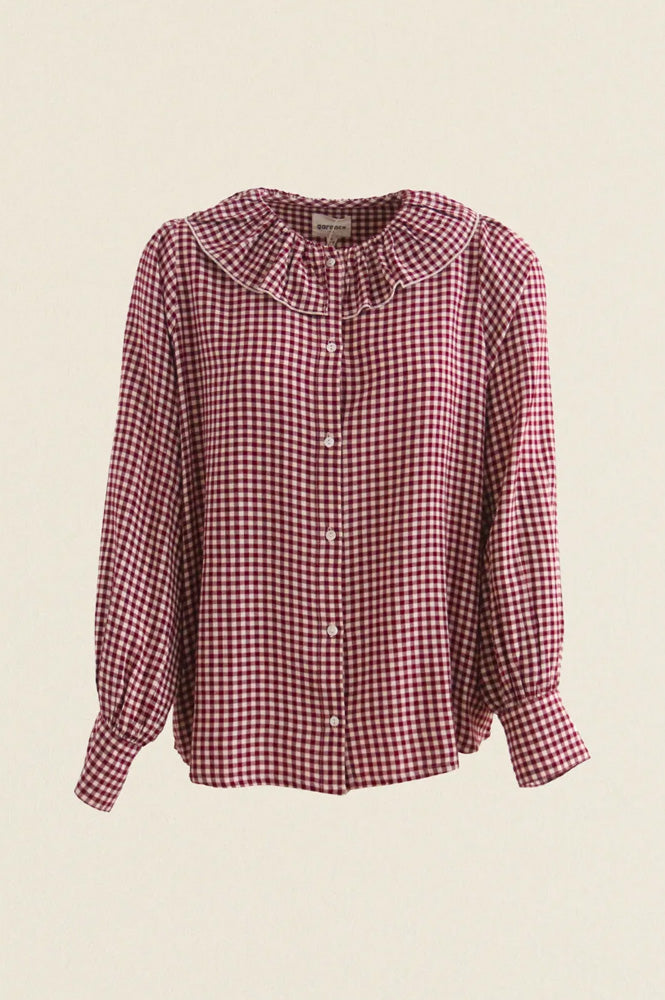 Garance Bertille Bordeaux Gingham Blouse - The Mercantile London
