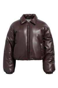 Object Cleo Seal Brown Cropped Puffer Jacket - The Mercantile London