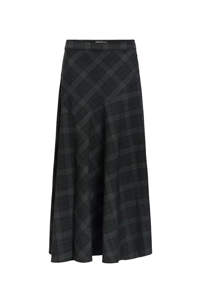 Object Diena Gunmetal Check Maxi Skirt