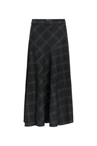Object Diena Gunmetal Check Maxi Skirt