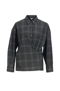 Object Diena Gunmetal Check Asymmetric Shirt