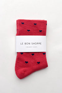 Le Bon Shoppe Tomato & Navy Heart Sneaker Socks