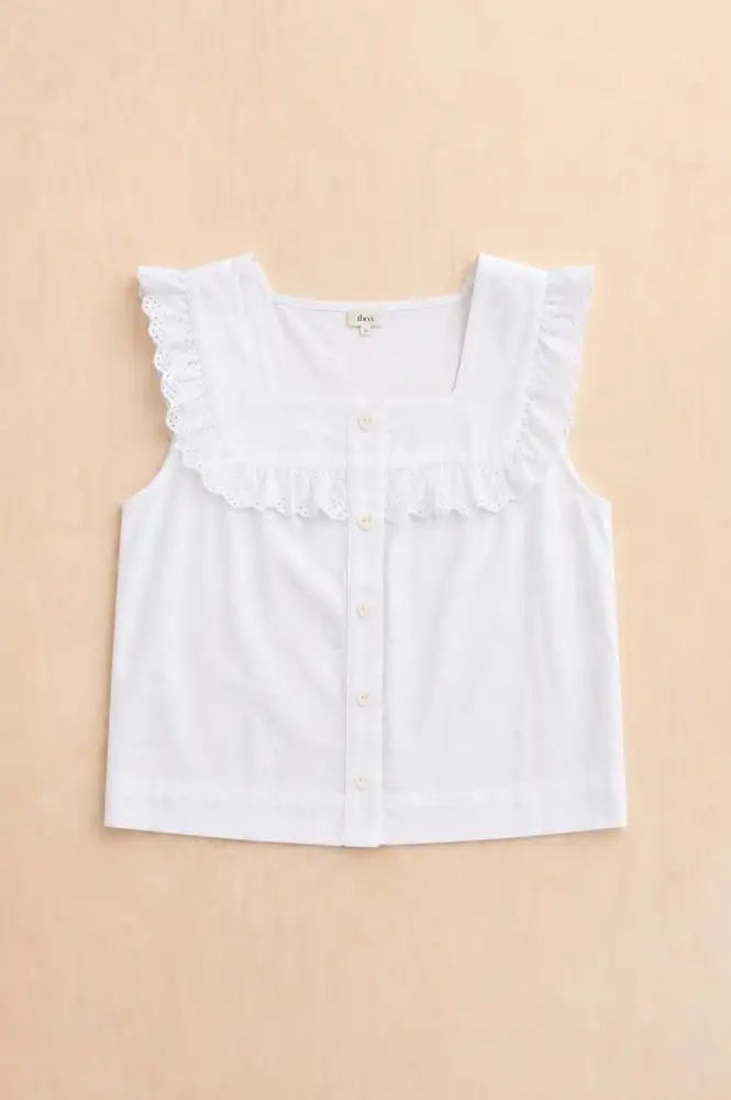 TBCo White Cotton Broderie Sleeveless Top