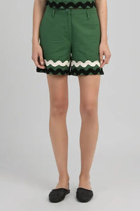 An'ge Ravine Green Ric Rac Shorts